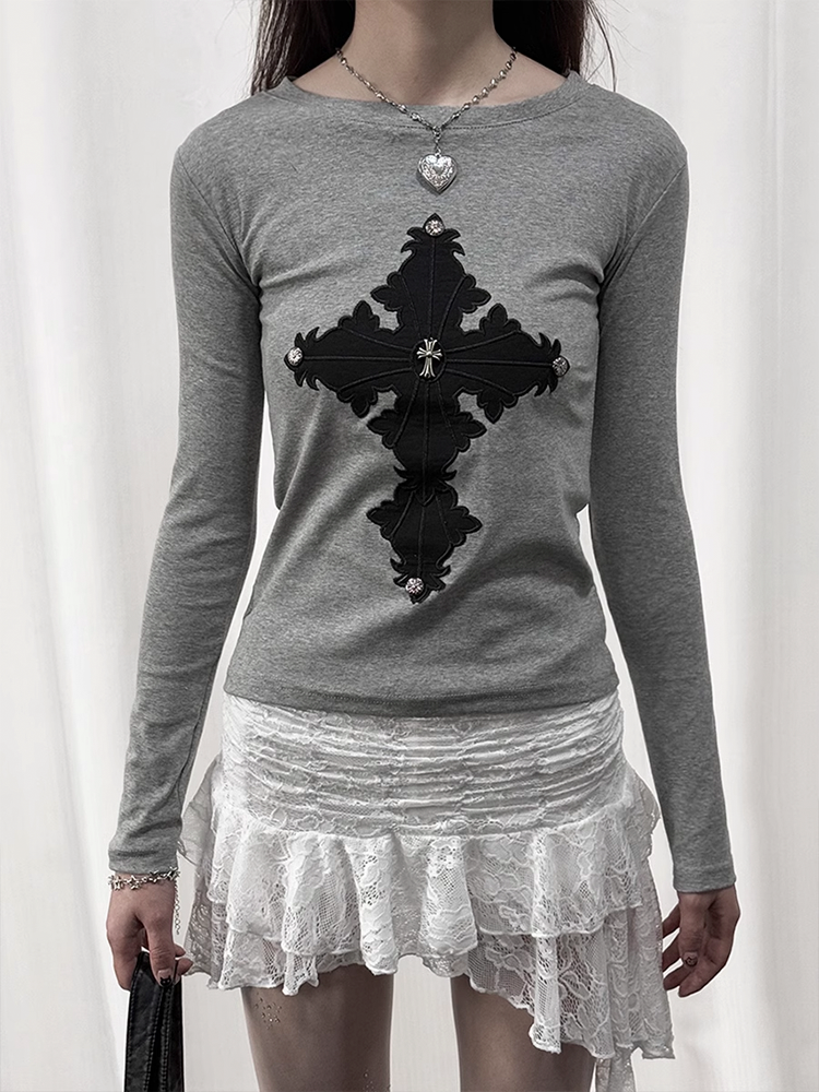 Y2K Cross Long Sleeve Top