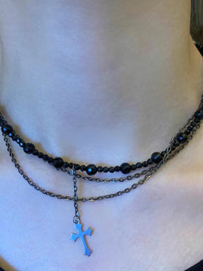 Y2K Cross Beaded Necklace