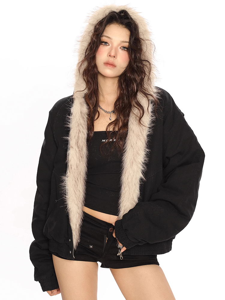 Y2K Hooded fur Coat