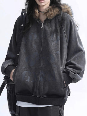 Y2K Fur Hoodie Jacket