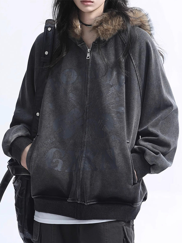 Y2K Fur Hoodie Jacket