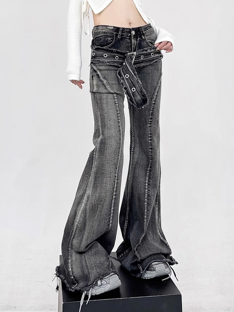 Y2K Belt Flared Pants