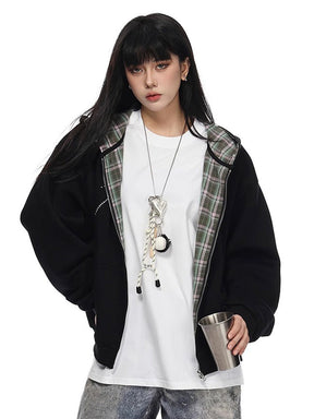 Y2K Plaid Lined Hoodie