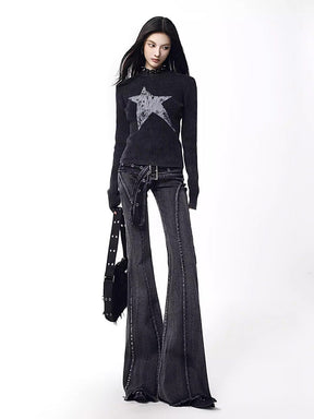 Y2K Belt Flared Pants