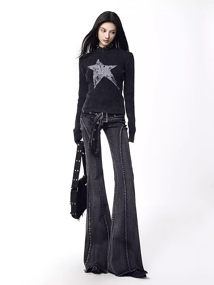 Y2K Belt Flared Pants