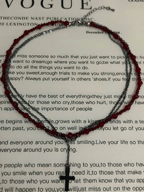 Y2K Cross Beaded Necklace