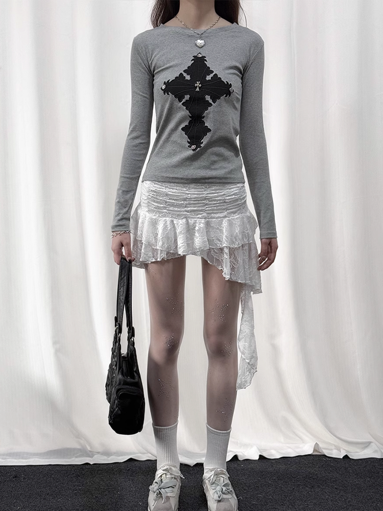Y2K Cross Long Sleeve Top
