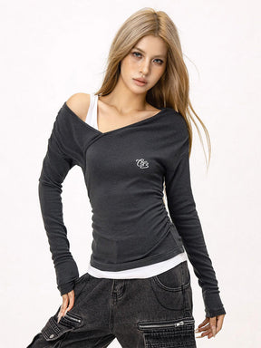 Black Y2K Long Sleeve Shirt