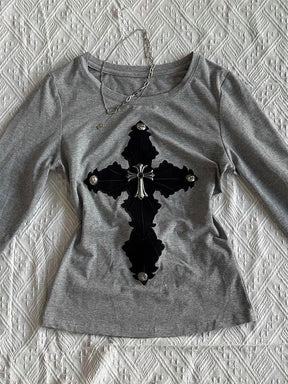 Y2K Cross Long Sleeve Top