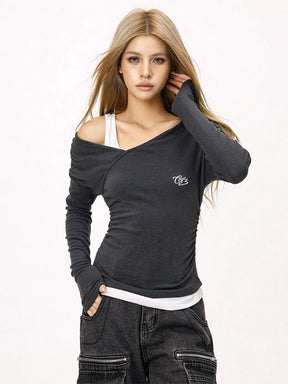 Black Y2K Long Sleeve Shirt