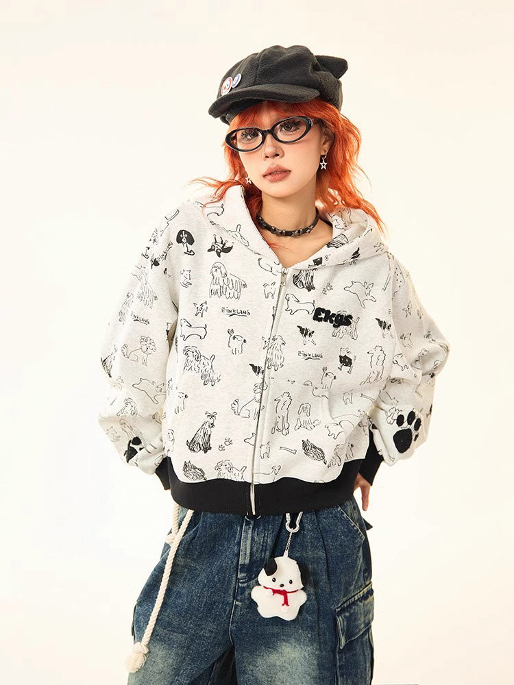 Dog Print Hoodie