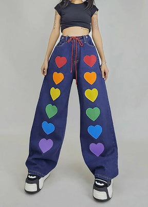 Y2K Heart Denim Jeans