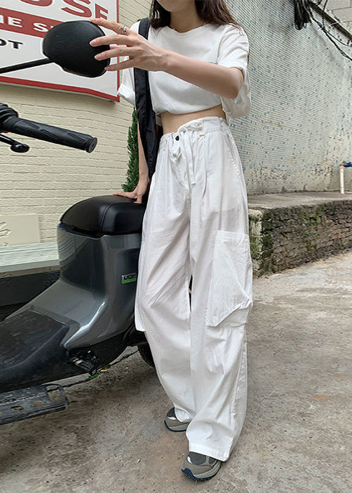 Low Waisted White Cargo Pants