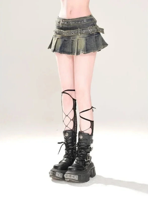 Y2K Belted Mini Skirt