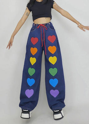Y2K Heart Denim Jeans