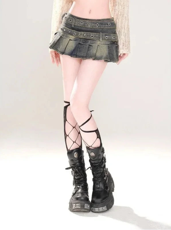 Y2K Belted Mini Skirt
