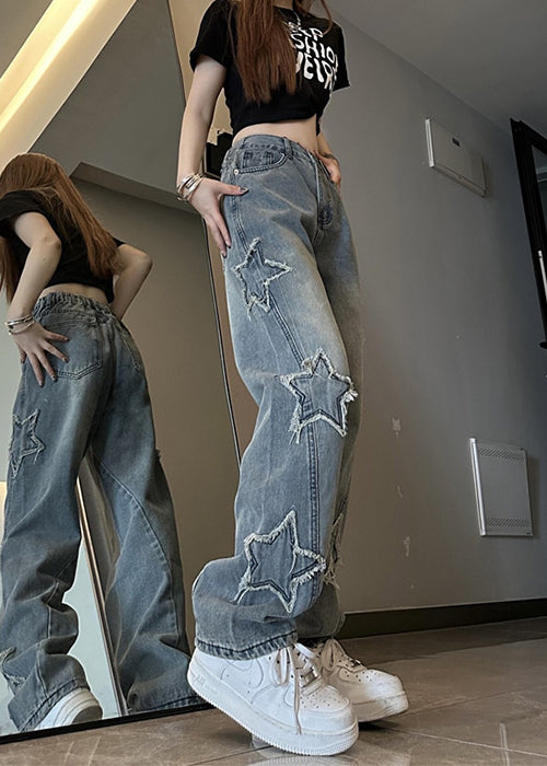 Star Embroidered Jeans 