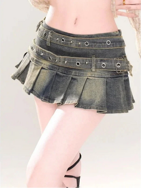 Y2K Belted Mini Skirt