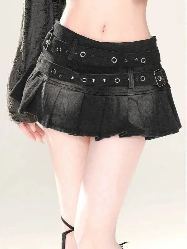 Y2K Belted Mini Skirt