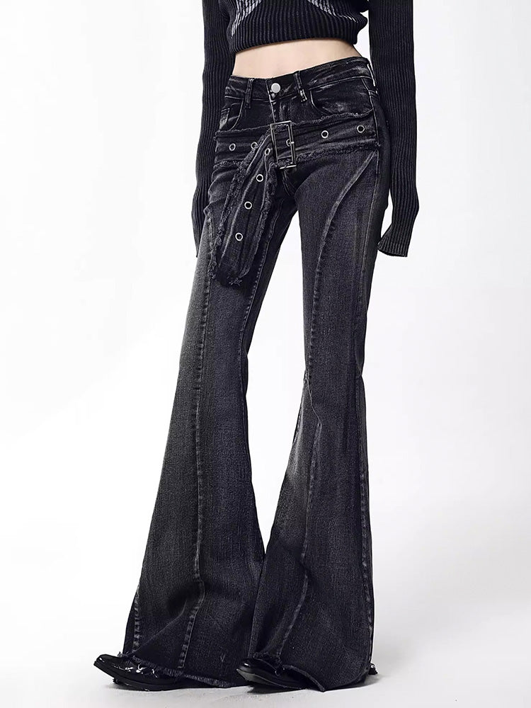 Y2K Belt Flared Pants