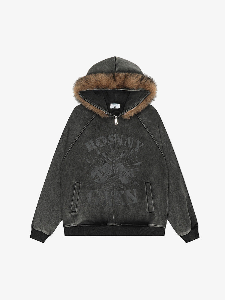 Y2K Fur Hoodie Jacket
