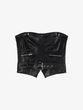 Y2K Leather Halter Top