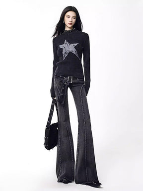 Y2K Belt Flared Pants