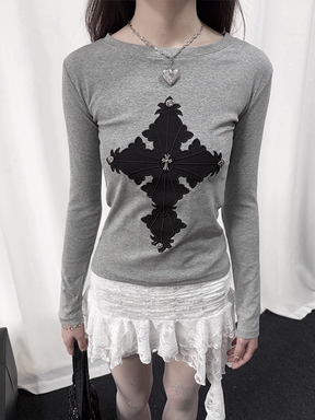 Y2K Cross Long Sleeve Top