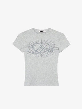 Y2K Rhinestone Heart Shirt