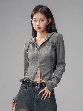 Double Zip Knit Hoodie