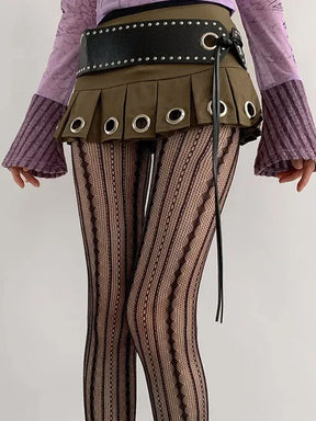 Y2K Striped Tights