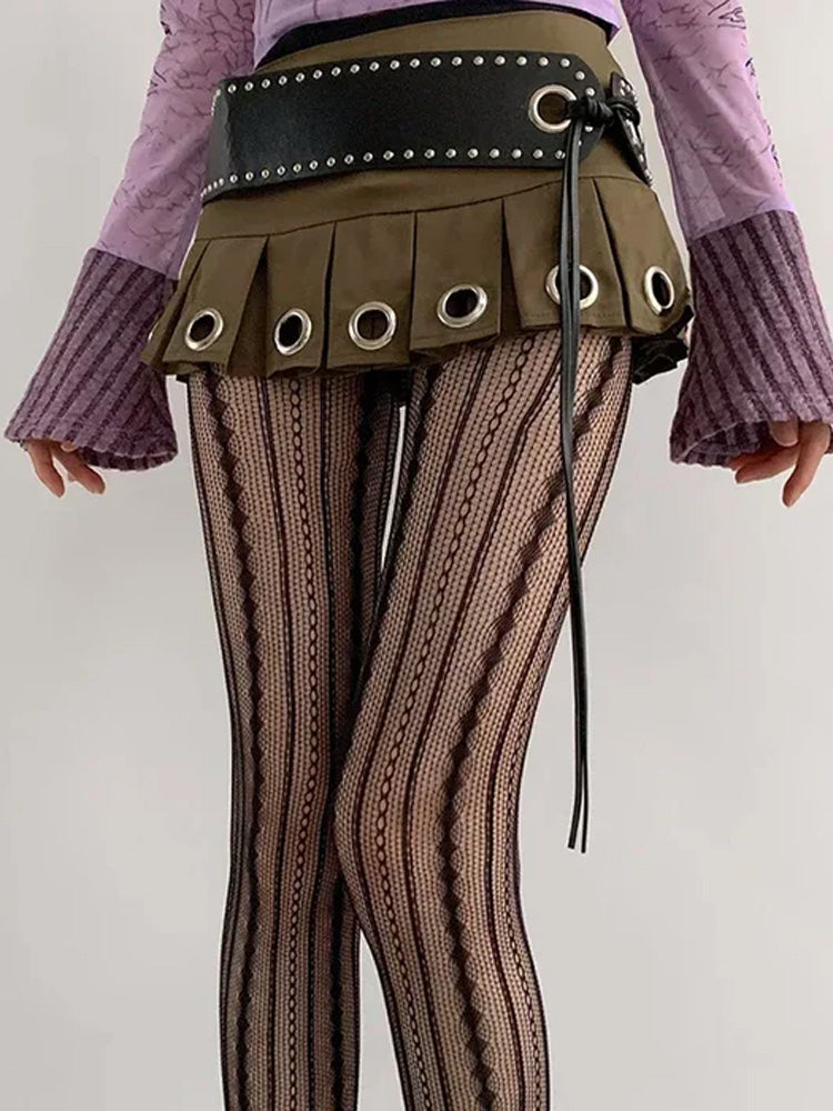 Y2K Striped Tights