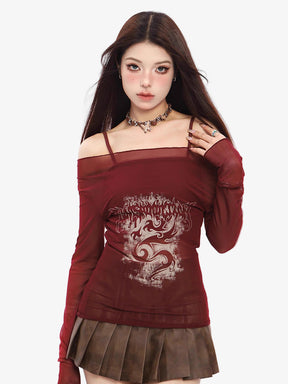 Y2K Mesh Long Sleeve Top