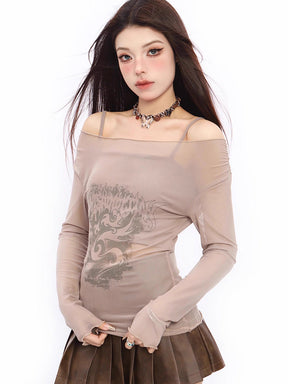 Y2K Mesh Long Sleeve Top