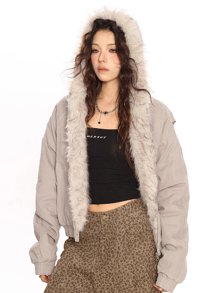 Y2K Hooded fur Coat
