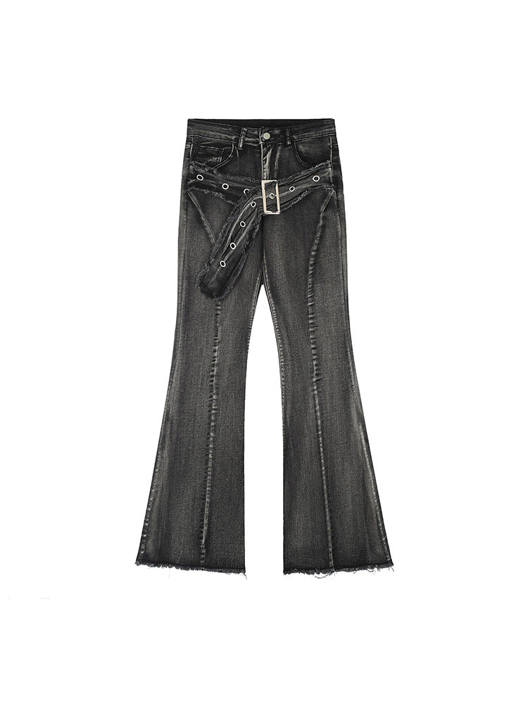 Y2K Belt Flared Pants