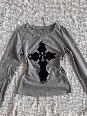 Y2K Cross Long Sleeve Top