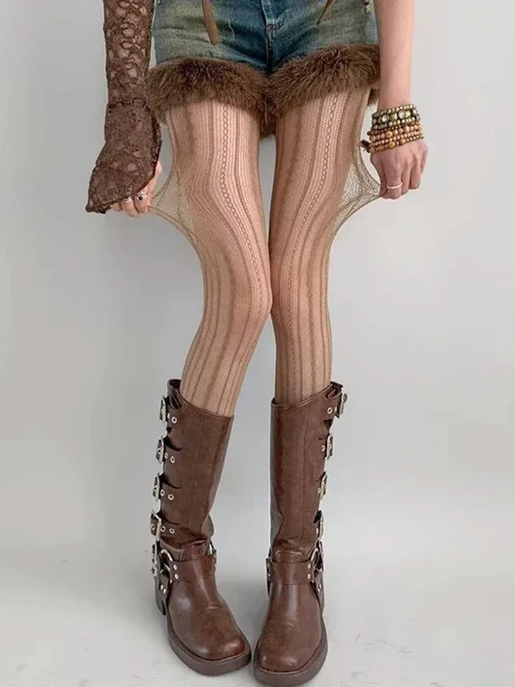 Y2K Striped Tights