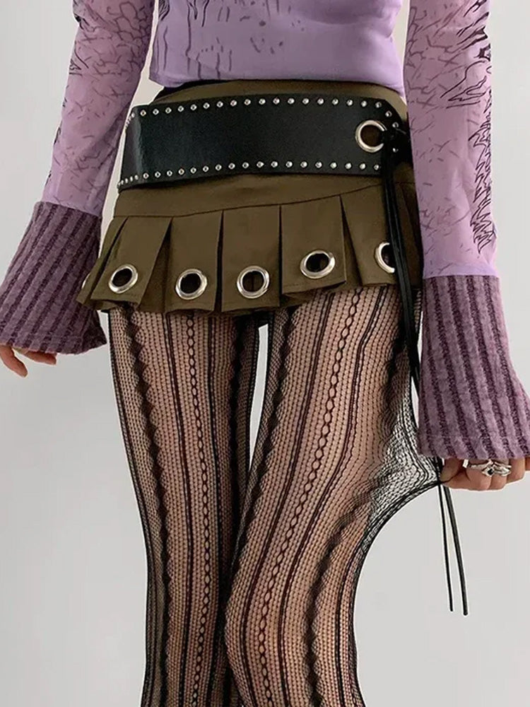 Y2K Striped Tights