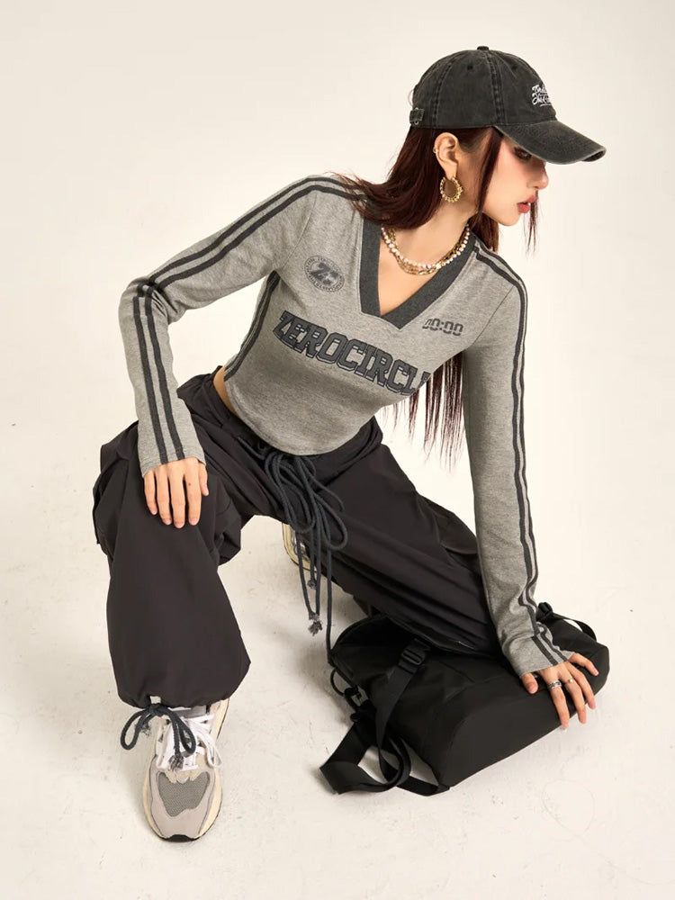 Y2K V Neck Top