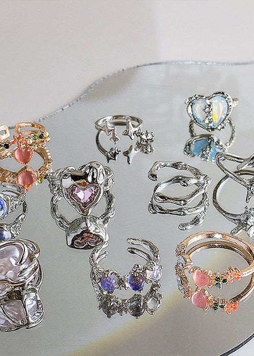 ✪ Harajuku Y2k Accessories Cross-shape Irregular Crystal Rings