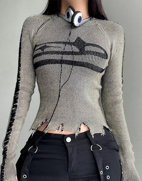 Y2K Long Sleeve Crop Top