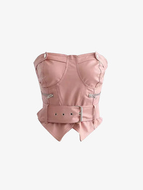 Y2K Leather Halter Top