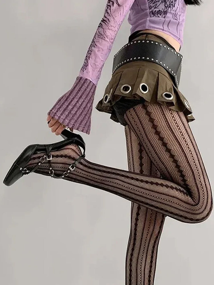 Y2K Striped Tights