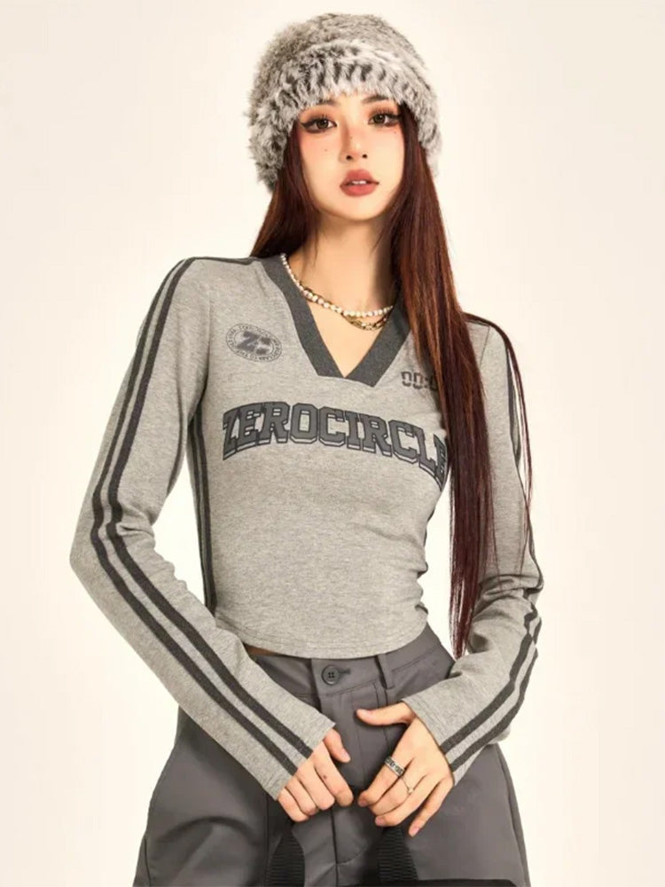 Y2K V Neck Top