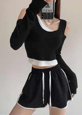 00s Crop Top Black