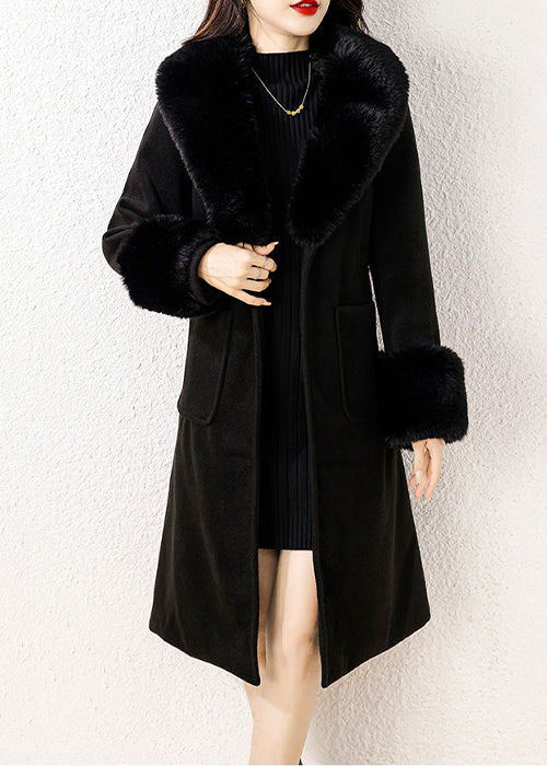 Black Fur Trim Coat 2000s