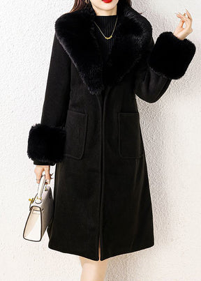 Black Fur Trim Coat Y2K