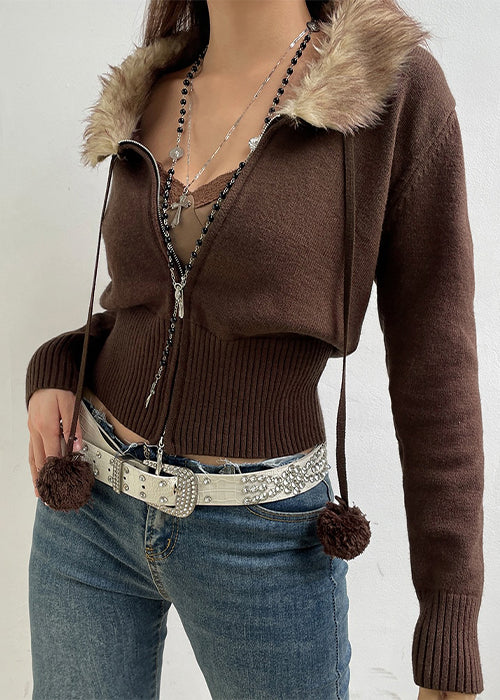 Brown 2000s Cardigan Y2K