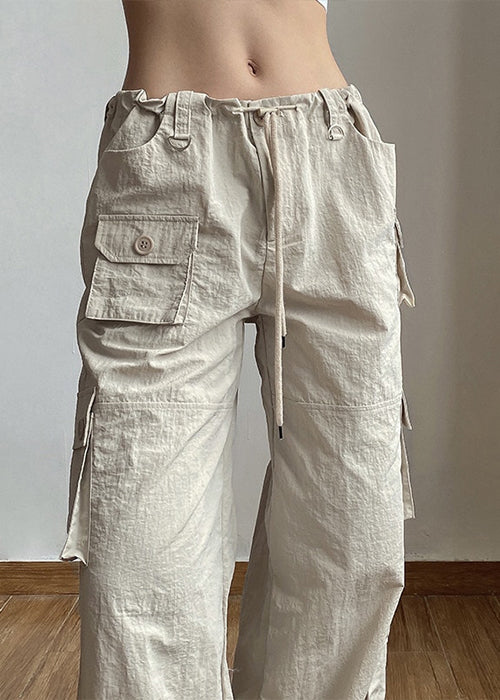 Khaki Low Rise Cargo Pants